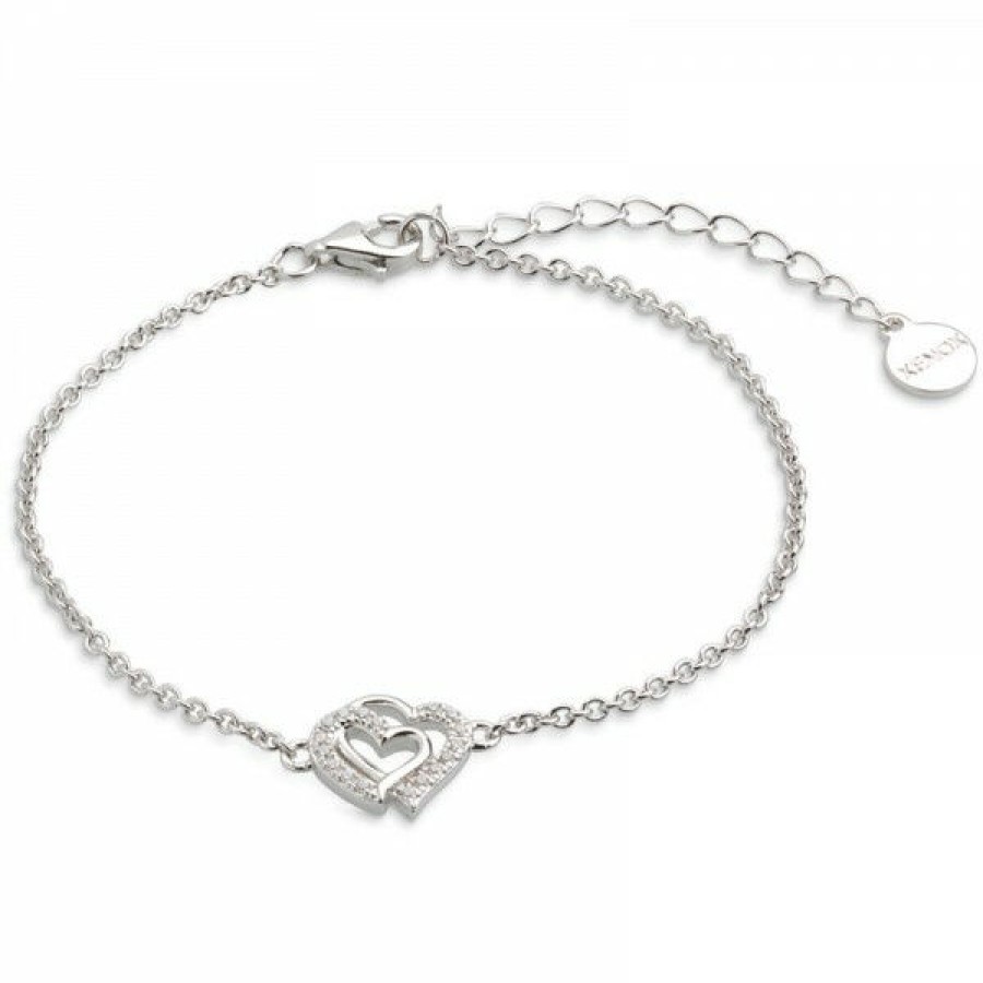 Xenox Xenox Damen Armband Mit Herz Charm Anhangern Mit Zirkonia 18,5Cm Silber Xs3412N | Armbander