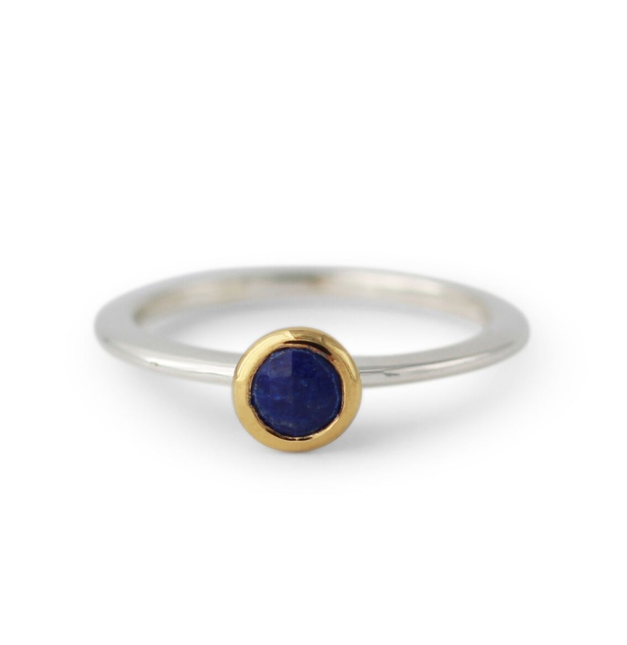 Campur Silberring Teilvergoldet Mit Lapis | Fine Flat | Ringe