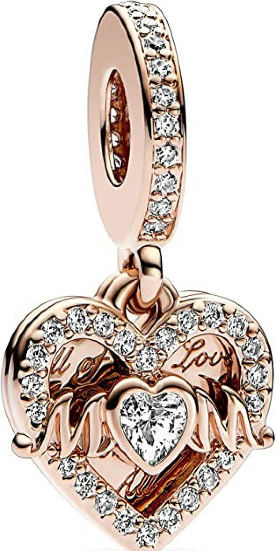 Pandora Pandora Moments Damen Charm Anhanger Heart & Mum Dangle Rosegold 789402C01 | Charms & Anhanger