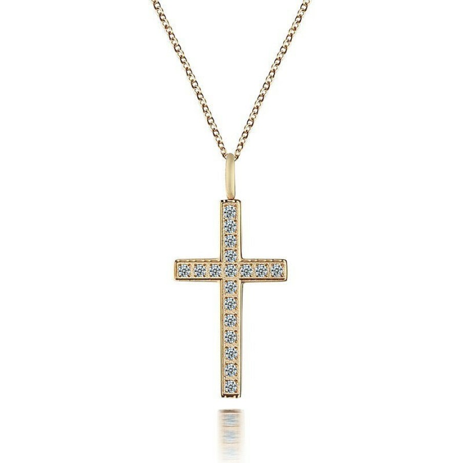 Dein-Juwelier Kollektion Damen Halskette Mit Zirkonia Kreuz Lange 42Cm Gold 1402511-42 | Halsketten