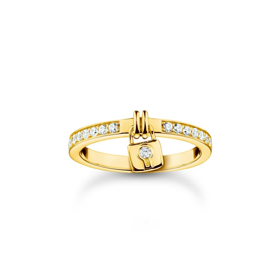 Thomas Sabo Thomas Sabo Damen Zirkonia Ring Mit Schloss Grose 56 Gold Tr2371-414-14-56 | Ringe