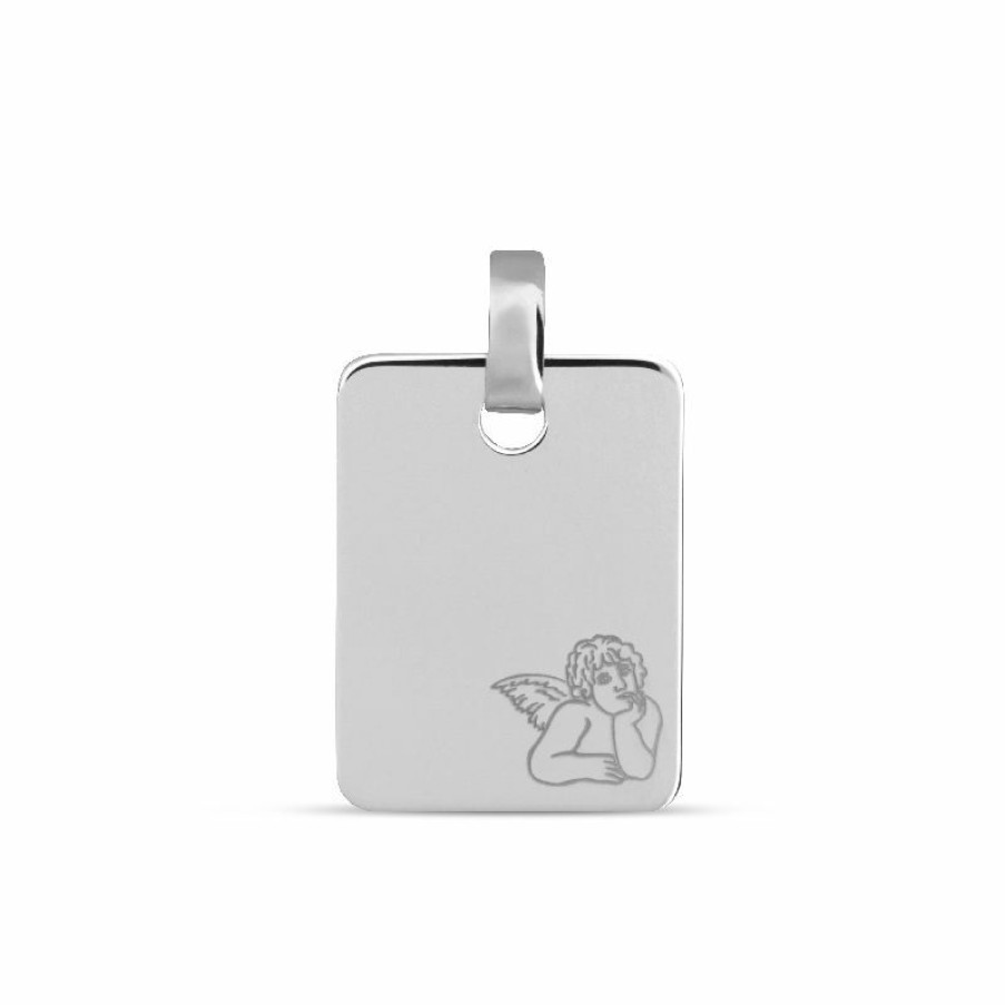 Dein-Juwelier Kollektion Kinder Gravurplatte Mit Engel Silber 33.1056.R | Charms & Anhanger