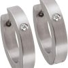 Ernstes Design Ernstes Design Damen Creolen Edelstahl Brillant 0,032 Ct. Diamant Silber E107 | Ohrringe