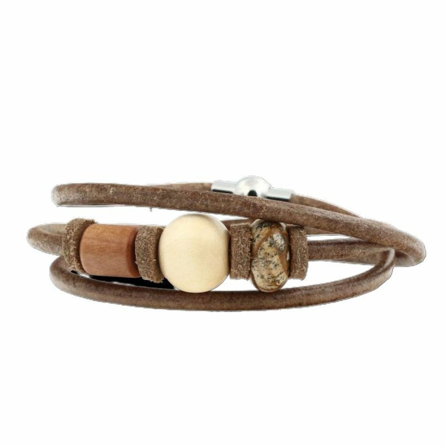 Eydl Eood Jewelry Eydl Wood Jewelry Herren Lederarmband Earth Indian 3302-3 | Armbander