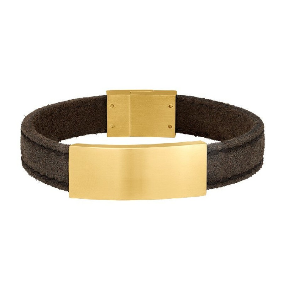 Son of Noa Son Of Noa Herren Leder Armband Kablsleder Mit Goldverschluss 897 01 | Armbander