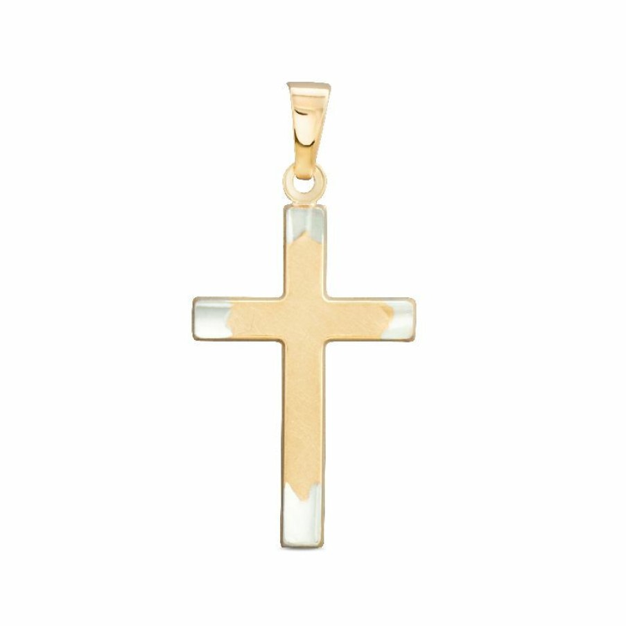 Dein-Juwelier Kollektion Uni Kreuz Anhanger Mit Silber Elementen Gold 803.1023 | Charms & Anhanger