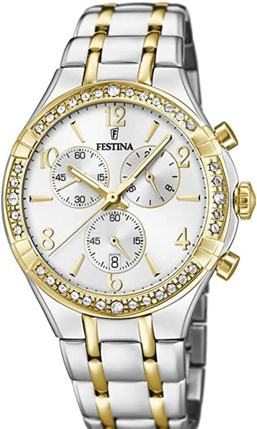 Festina Festina Damen Chronograph Quarz Werk Mit Edelstahl Armband Biclor F20396/1 | Chronographen