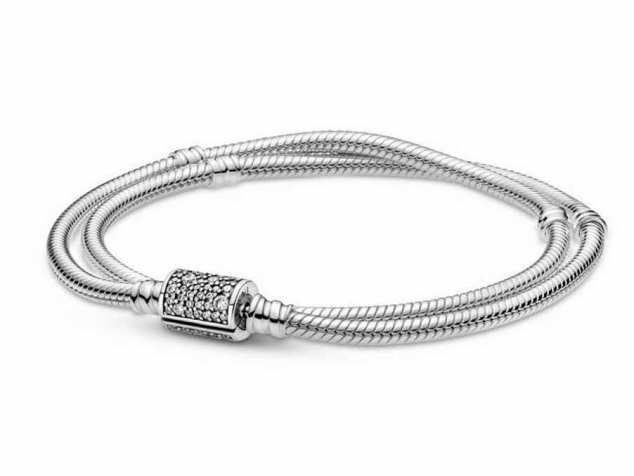 Pandora Pandora Moments Damen Armband Schlangen-Gliederarmband 21Cm Silber 599544C01-D21 | Armbander