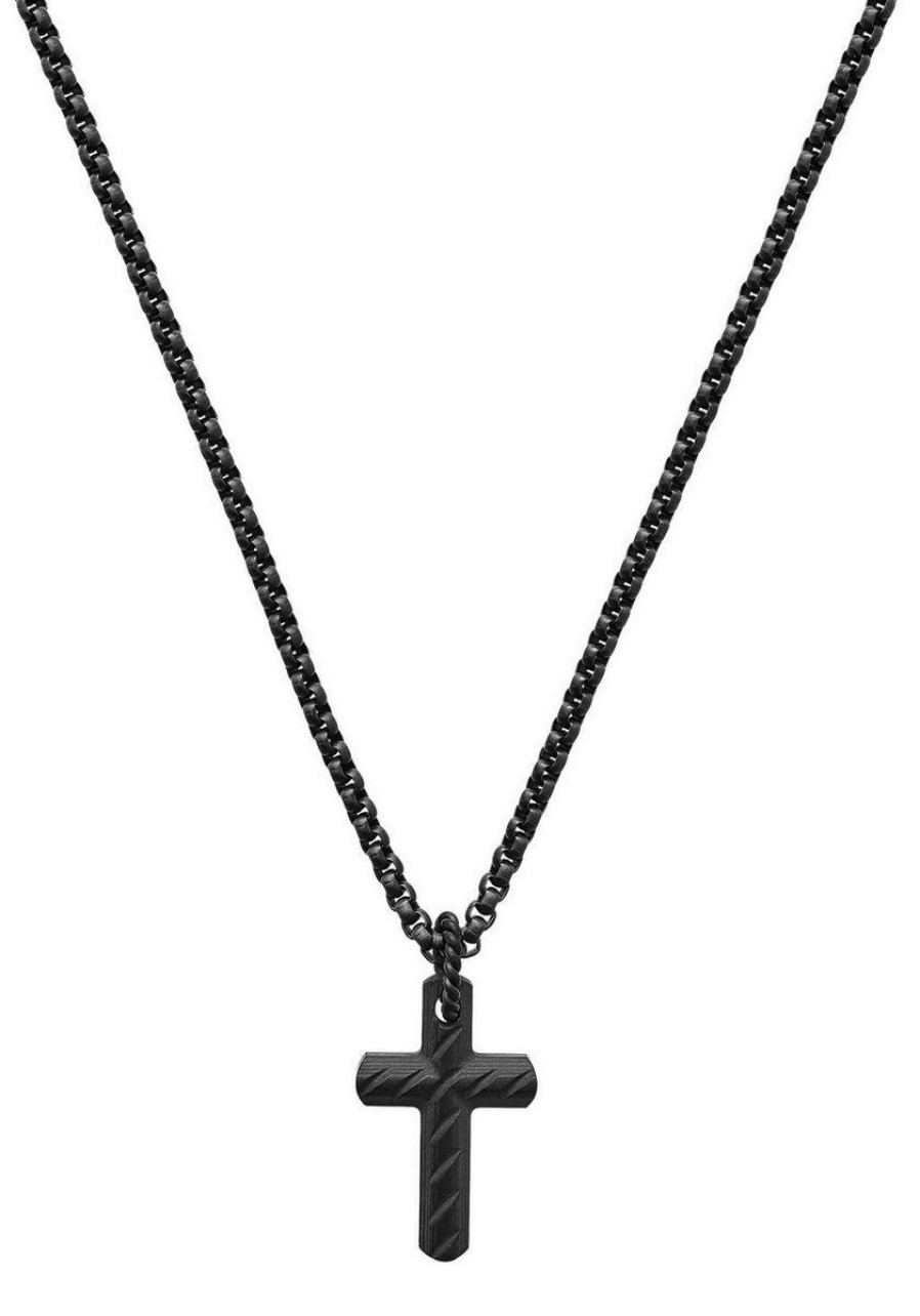 Xenox Xenox Herren Kette Mit Kreuz Anhanger Schwarz X4115 | Halsketten