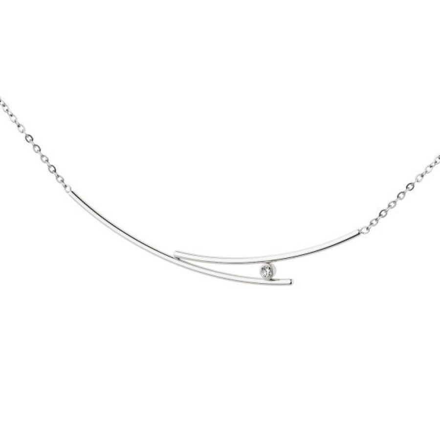 Ernstes Design Ernstes Design Damen Halskette Mit Diamanten 0,02Ct Collier 42Cm Silber K830-42 | Halsketten