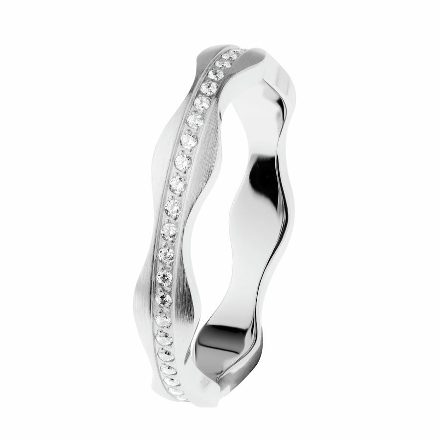 Ernstes Design Ernstes Design Damen Evia Ring Mit Zirkonia Reihe Grose 57 Silber R550-57 | Ringe