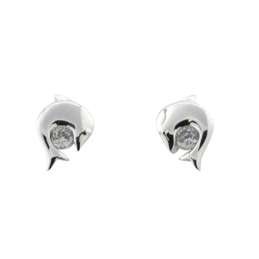 Dein-Juwelier Kollektion Madchen Ohrstecker Mit Delfinen Und Zirkonia Silber 5.1309.R | Ohrringe