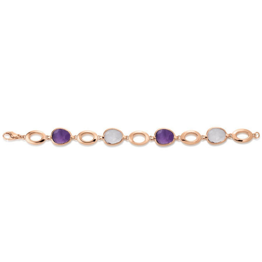 Viventy Viventy Damen Armband Mit Amethyst Und Quarz Steinen 19Cm Rosegold 780867 | Armbander