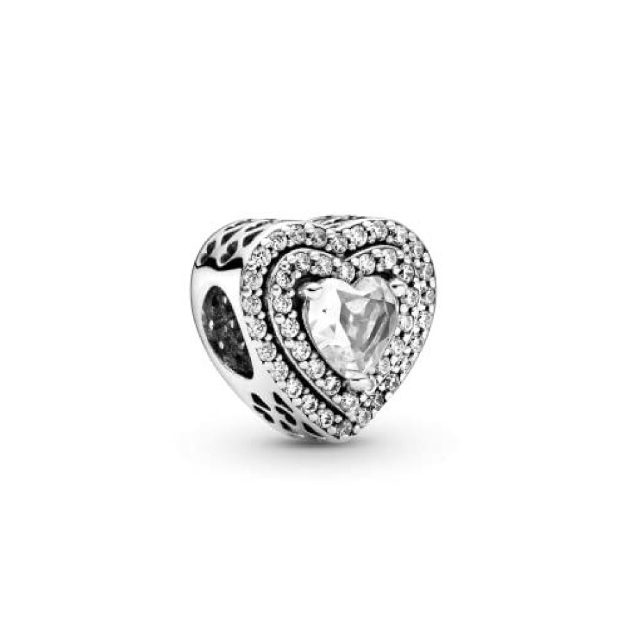 Pandora Charm Pandora Corazones Nivelados Brillantes 799218C01 Mujer Plata | Charms & Anhanger