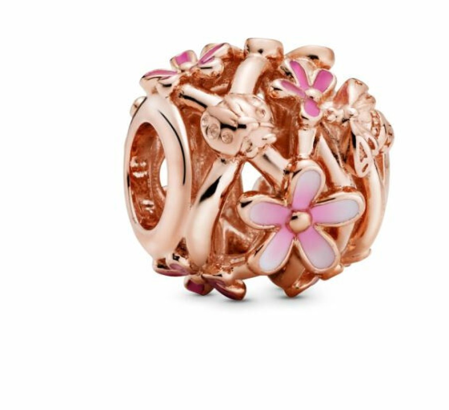 Pandora Pandora Garden Charm Openwork Pink Daisy Flower Rose Pink Emaille 788772C01 | Charms & Anhanger