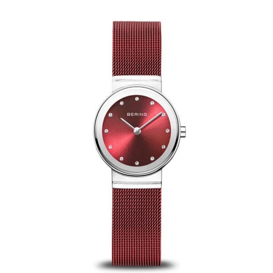 Bering Bering Damen Analoguhr Classic Silber Rot 10126-303 | Analoguhren