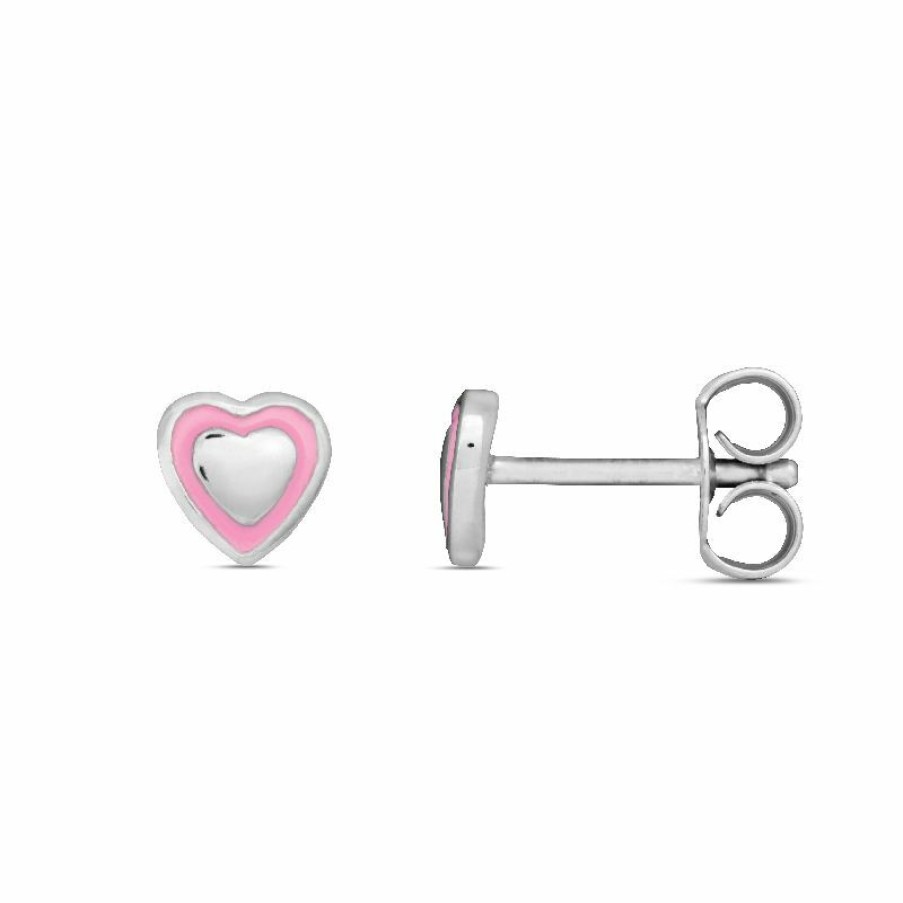 SK Basics Sk Basics Madchen Ohrstecker Rosa Herzen Silber 32.1090.R | Ohrringe