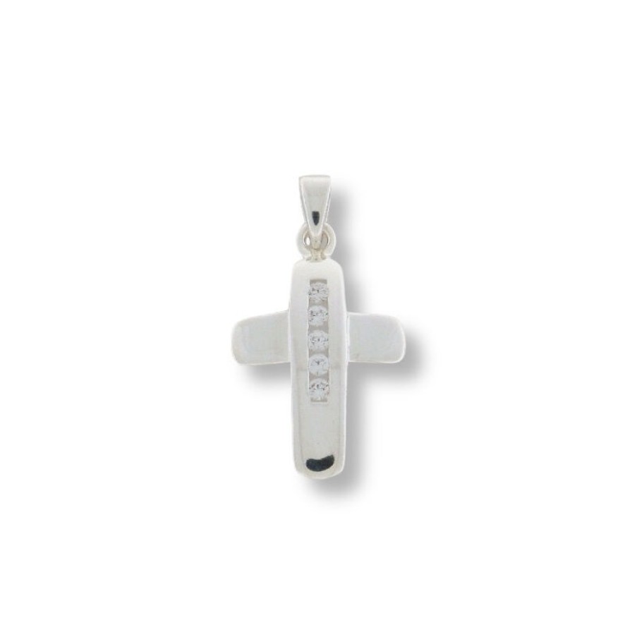 Dein-Juwelier Kollektion Kinder Kreuzanhanger Mit Zirkonia Stein Reihe Silber 20.1208.R | Charms & Anhanger