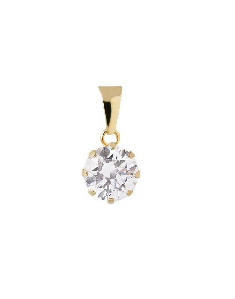 Dein-Juwelier Kollektion Damen Zirkonia Anhanger Mit Krappen Fassung 6Mm Gold 802.1092 | Charms & Anhanger