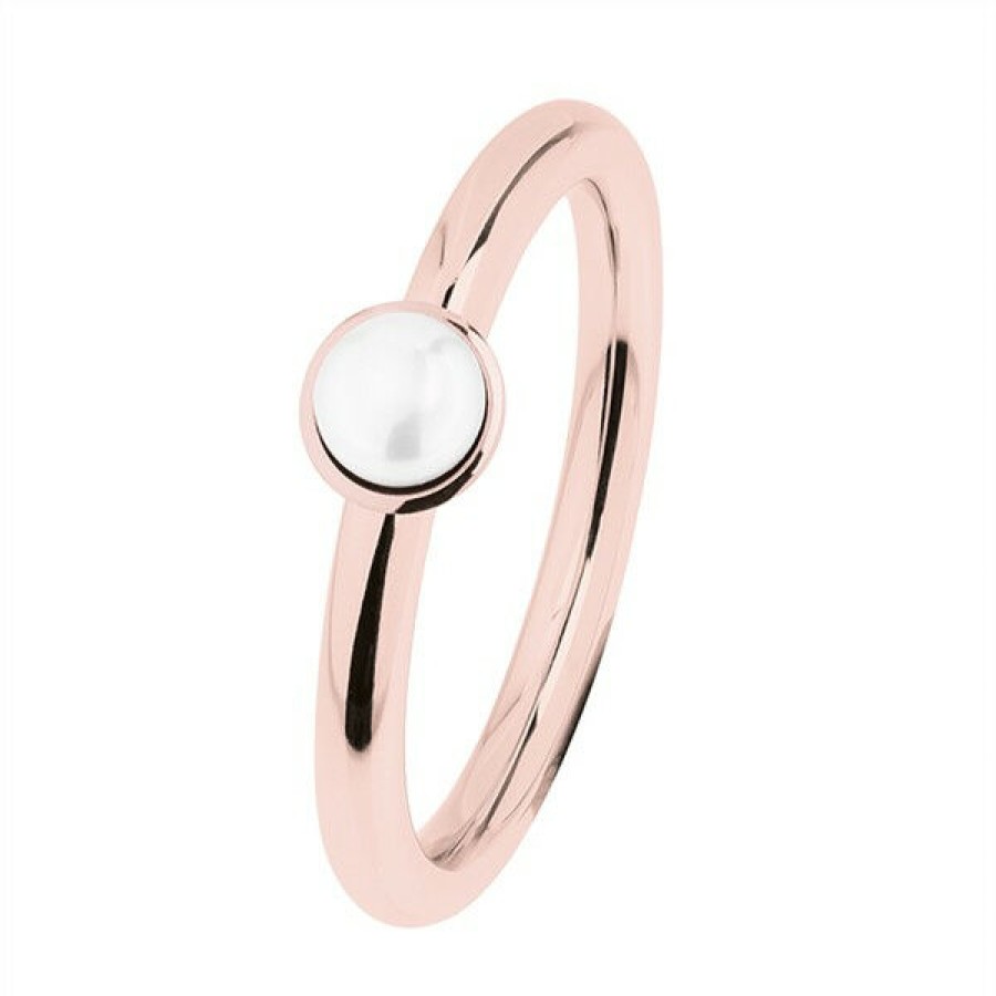 Ernstes Design Ernstes Design Damen Ring Suswasser-Button-Perle 5Mm Grose 55 Rosegold R491-55 | Ringe