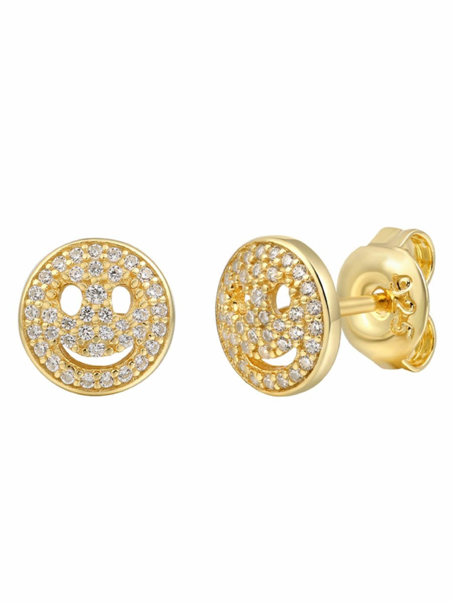 Xenox Xenox Damen Smiley Zirkonia Ohrstecker Gold Xs91427G | Ohrringe