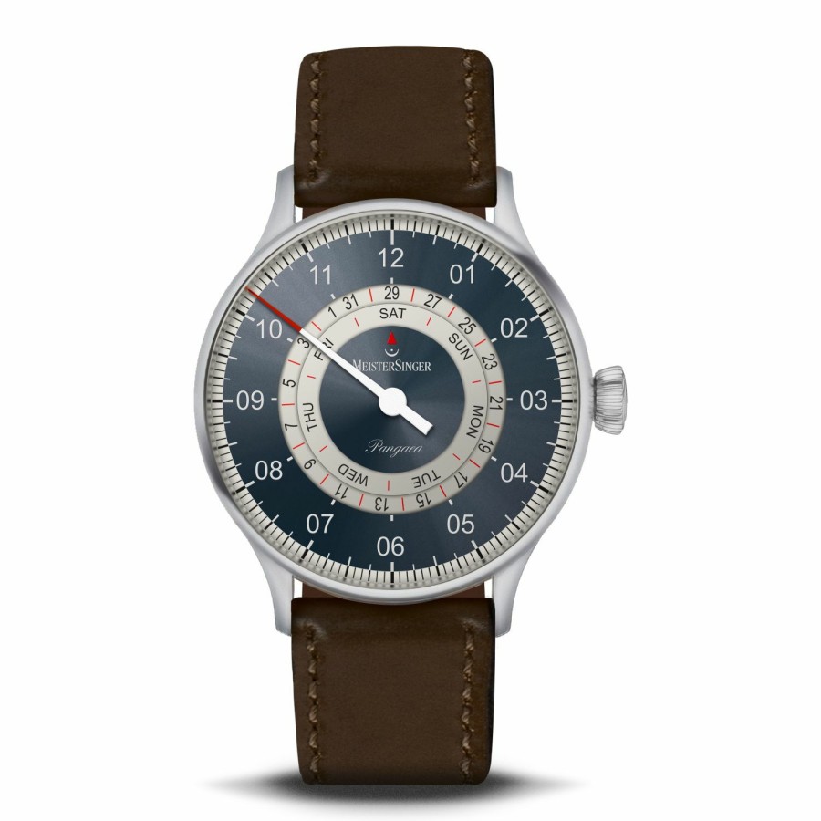 MeisterSinger Meister Singer Herren Automatikuhr Pangaea Day Date Lederband Braun Pdd9Z17S | Automatikuhren