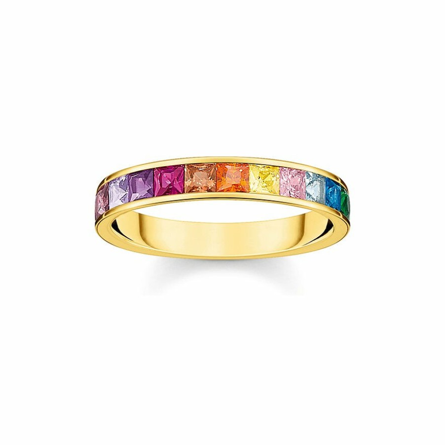 Thomas Sabo Thomas Sabo Damen Bunte Zirkonia Ring Grose 54 Gelbgold Tr2403-996-7-54 | Ringe