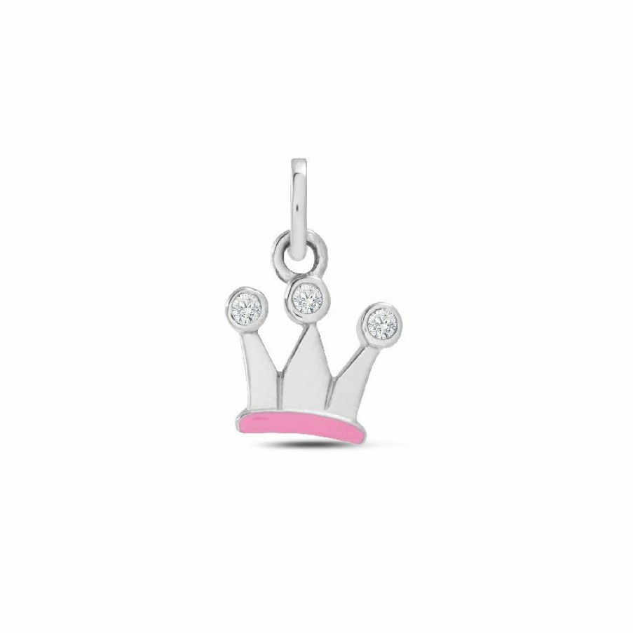 Dein-Juwelier Kollektion Madchen Anhanger Krone Rosa Mit Zirkonia Silber 5.1340.R | Charms & Anhanger