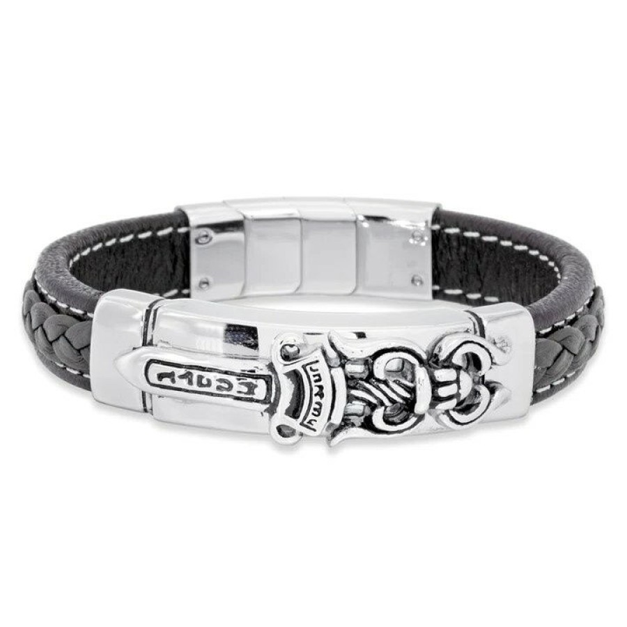 Save Brave Save Brave Herren Armband Vincent Aus Edelstahl Und Leder Sbb-Vincent | Armbander