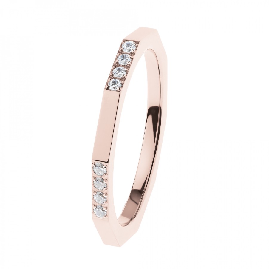 Ernstes Design Ernstes Design Damen Ring Mit Zirkonia Reihen Grose 54 Rosegold R592.54 | Ringe