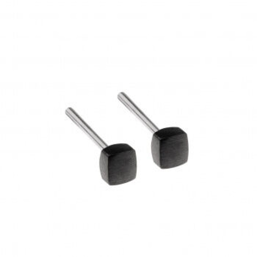 Ernstes Design Ernstes Design Ohrstecker Mit Quadrat-Perlen 3Mm Matt Schwarz Beschichtet E445 | Ohrringe