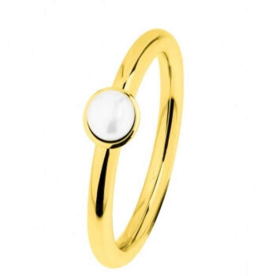 Ernstes Design Ernstes Design Damen Ring Evia Mit Button-Perle O5Mm Grose 55 Gold R490-55 | Ringe