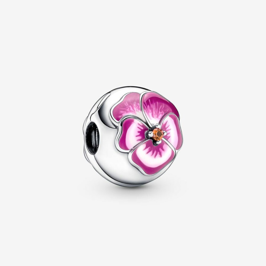 Pandora Pandora Clip Charm Pink Flower Silber Moments Collection 790772C01 | Charms & Anhanger