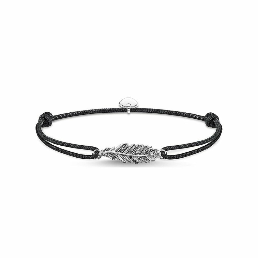 Thomas Sabo Thomas Sabo Damen Feder Charm Armband Little Secrets Mit Nylon Band 27Cm Silber Ls063-889-11-L22V | Armbander