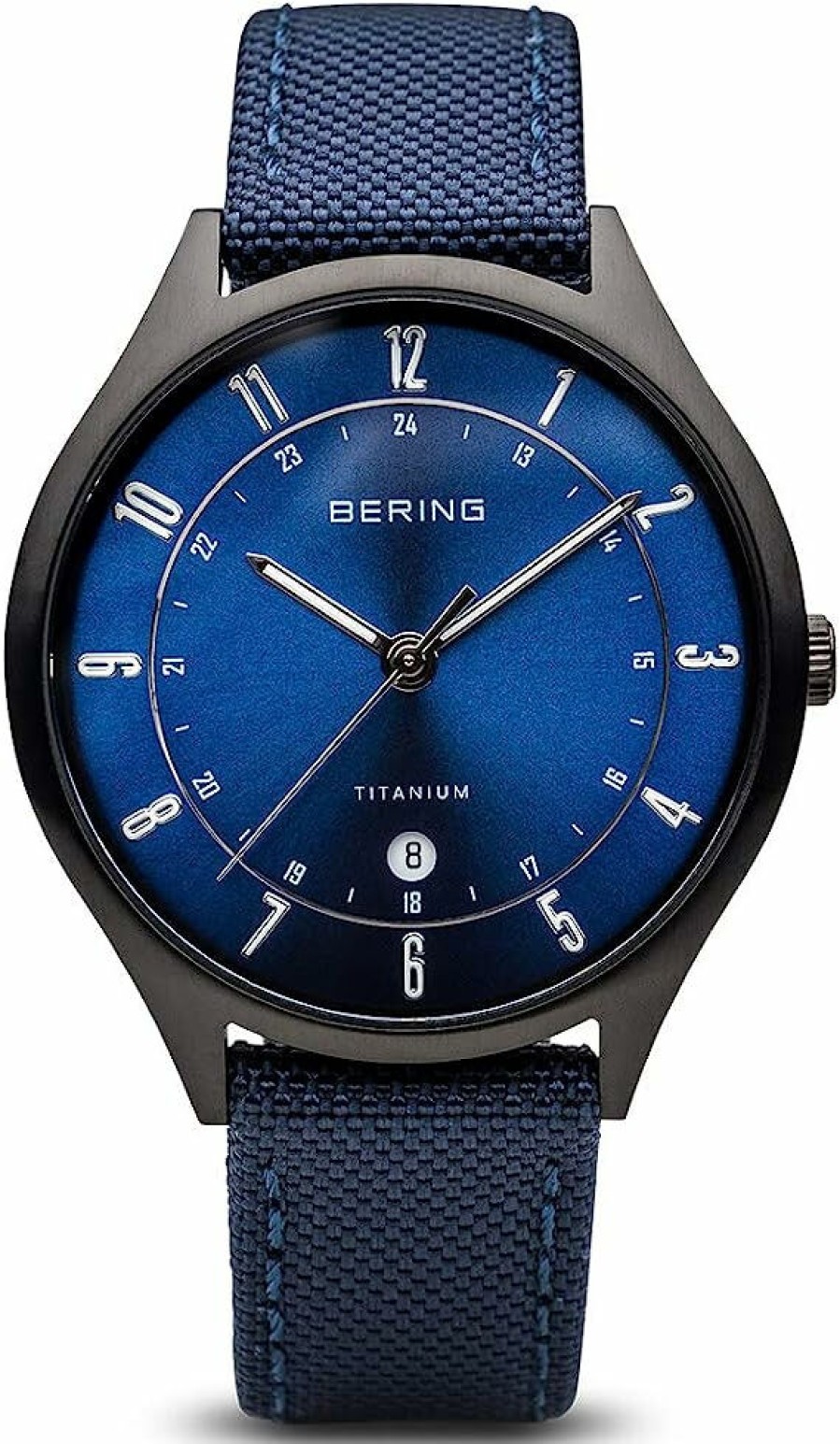 Bering Bering Herren Analog Quarz Uhr Mit Stoff Armband Blau 11739-827 | Analoguhren