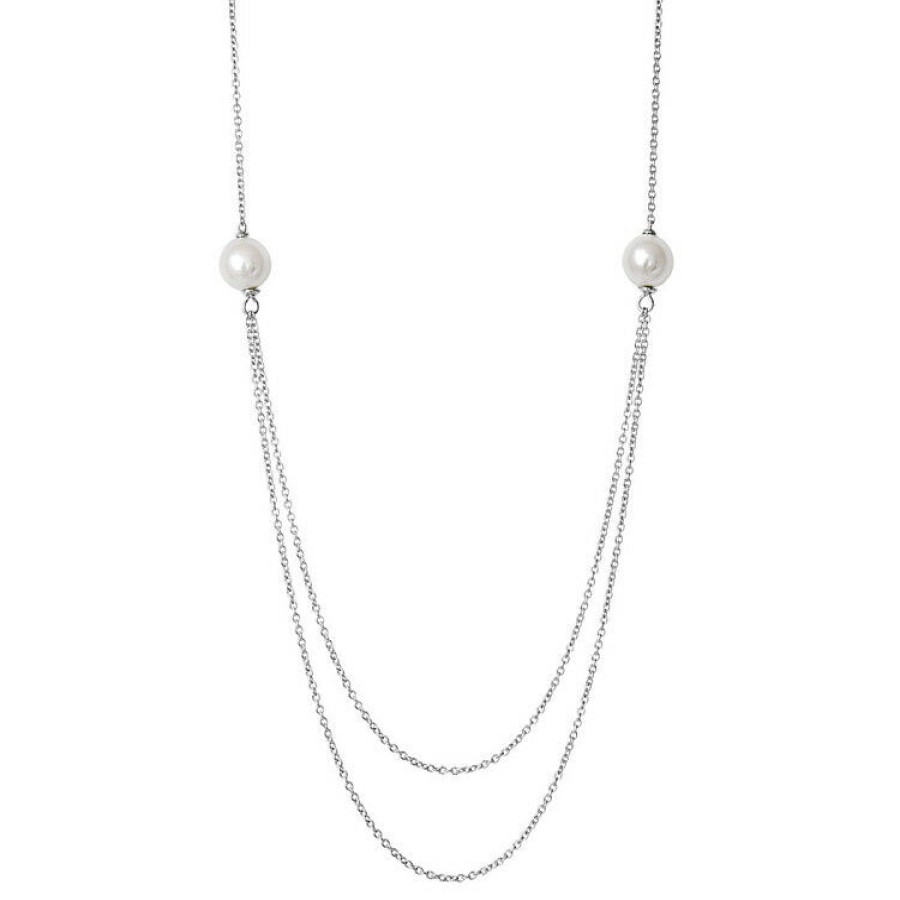 Xenox Xenox Damen Halskette Collier Velvet Garden Doppelkette Mit Perlen Silber Xs5366 | Halsketten