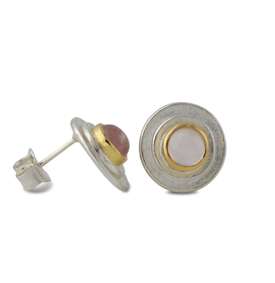 Campur Silberohrstecker Mit 6Mm Rosenquarz, 18Ct Vergoldet | Ohrringe