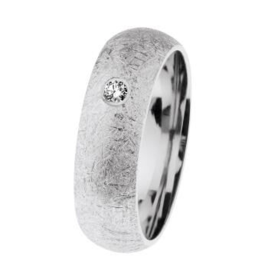 Ernstes Design Ernstes Design Damen Trauring Mit Diamant Breit Grose 55 Silber R624-55 | Ringe