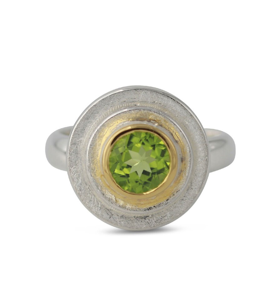 Campur Silberring Mit 7Mm Peridot, 18Ct Vergoldet | Ringe