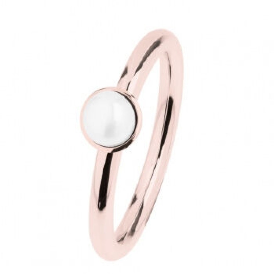 Ernstes Design Ernstes Design Damen Ring Suswasser-Button-Perle 6Mm Grose 55 Rosegold R491-55 | Ringe