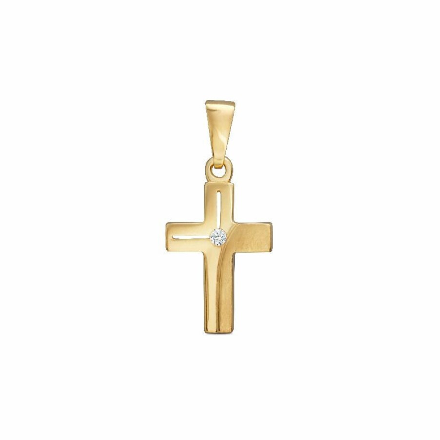 Dein-Juwelier Kollektion Damen Kreuz Anhanger-Charm Mit Zirkonia Gold 802.1050 | Charms & Anhanger