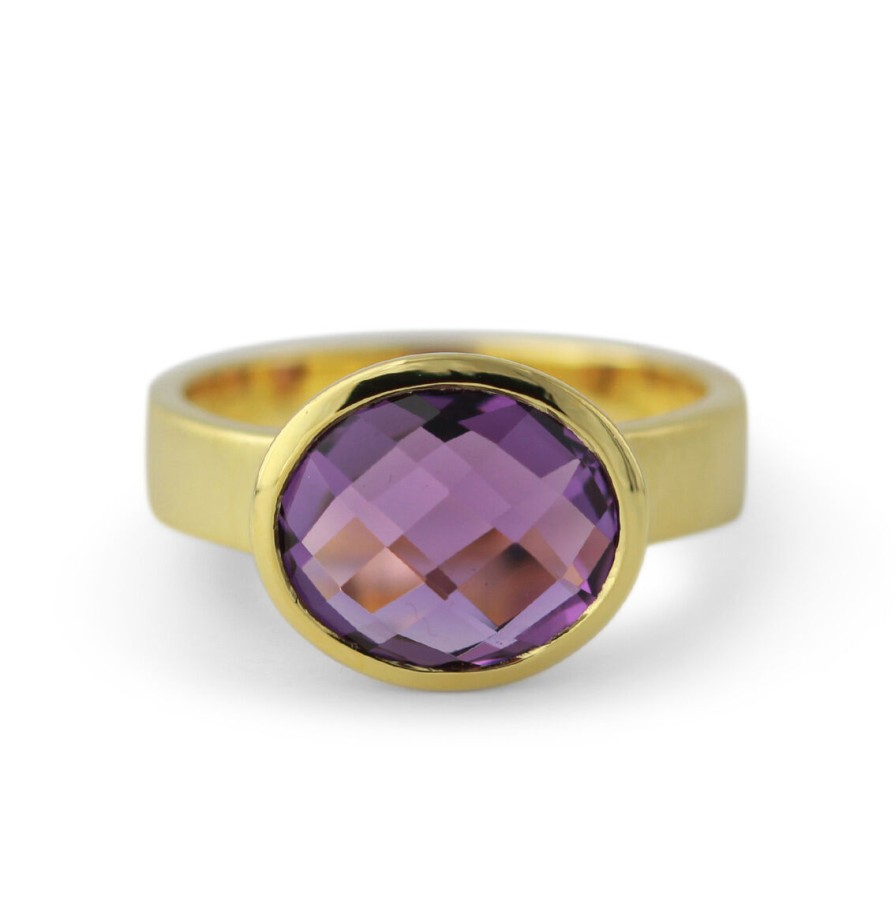 Campur Silberring Mit Amethyst, Vergoldet | Ringe