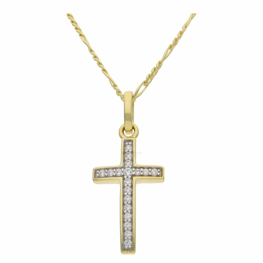 White Sense White Sense Damen Kreuz Anhanger Mit Zirkonia Gold 4.31.4.291 | Charms & Anhanger