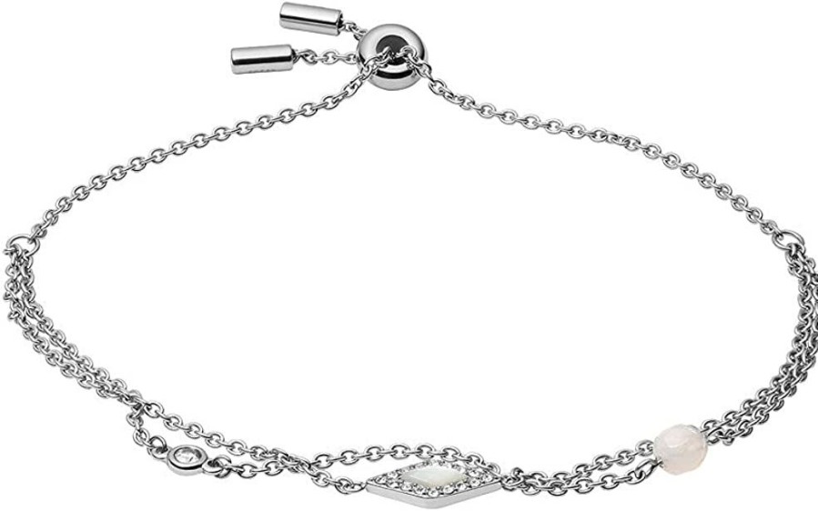 Fossil Fossil Damen Armband Be Iconic Mehrreihig Achat Rohweis Edelstahl, Jf03659040 | Armbander