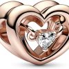 Pandora Pandora Moments Damen Charm Anhanger Herz Zirkonia Rosegold 782493C01 | Charms & Anhanger