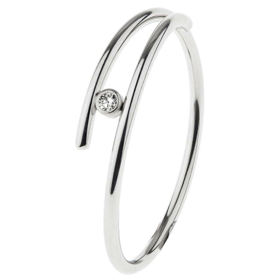 Ernstes Design Ernstes Design Damen Ring Mit Umfassten Diamant Grose 54 Silber R723-54 | Ringe