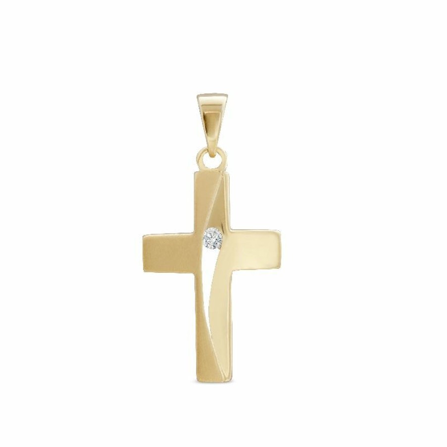 Dein-Juwelier Kollektion Damen Anhanger Kreuz Mit Zirkonia Gold 802.1054 | Charms & Anhanger