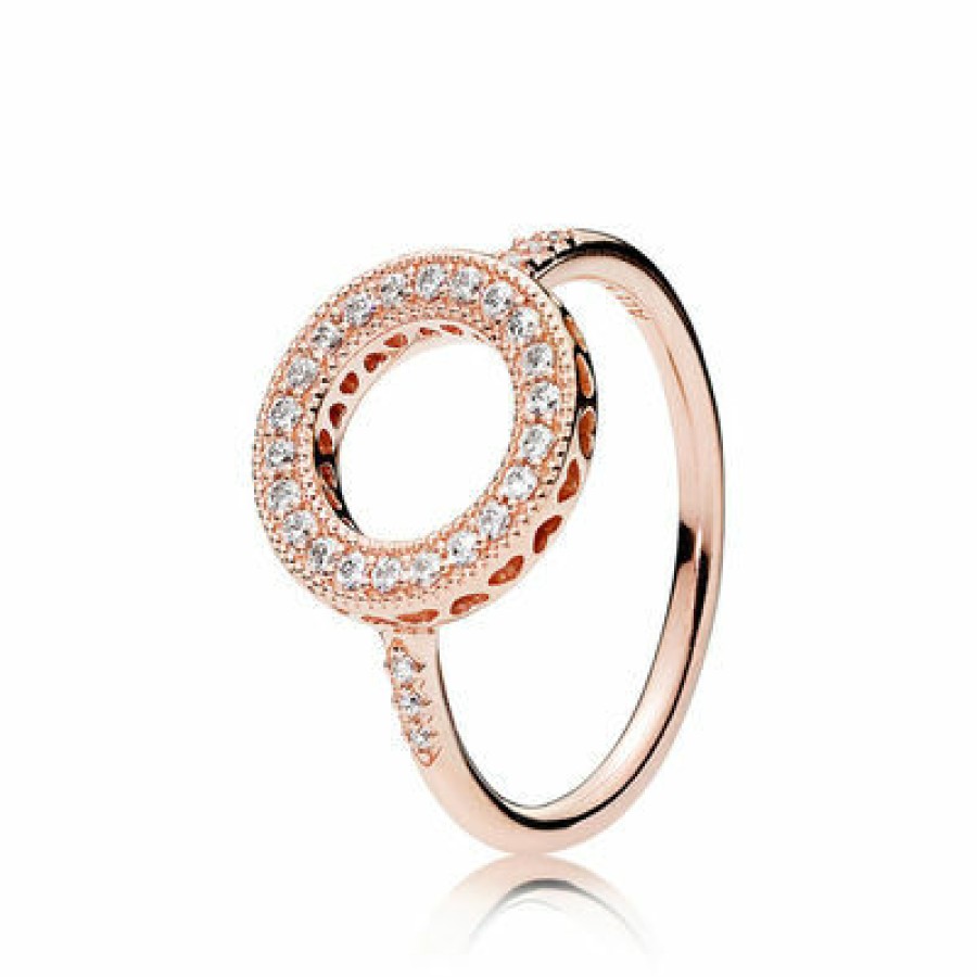 Pandora Pandora Damen Ring Stahlkranz Halo Ring Grose 54 Rosegold 181039Cz-54 | Ringe