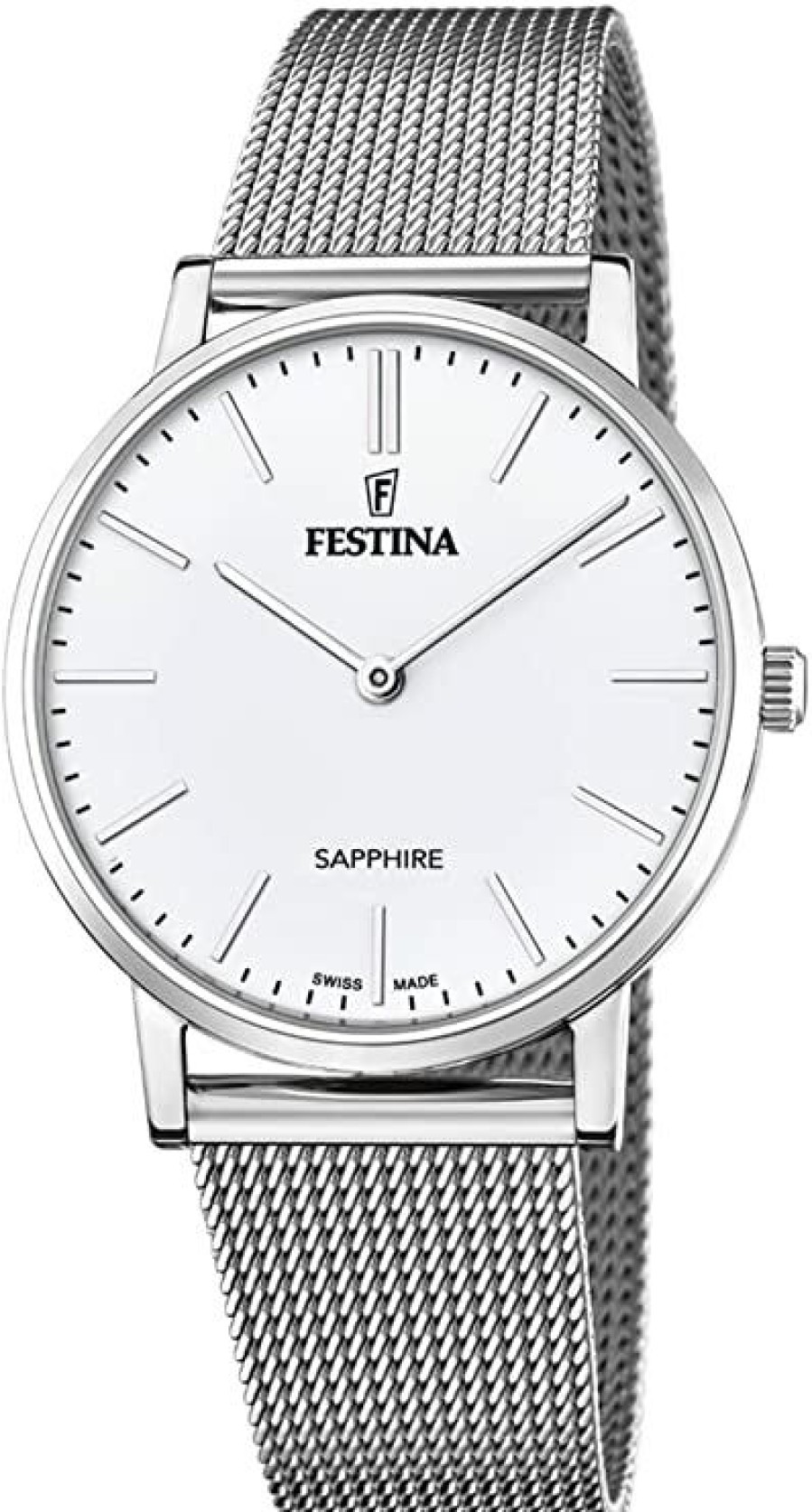 Festina Festina Herren Uhr F20014/1 Swiss Made, Edelstahl Milanaise | Analoguhren