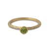 Campur Silberring Mit 4 Mm Peridot Und 1,1 Mm Zirkonia, 18Ct Vergoldet | Ringe